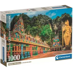 Puzzle da 1000 pezzi delle Painted Batu Caves con poster - Clementoni