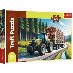 Puzzle di 100 pezzi del trattore forestale - Trefl immagine 1