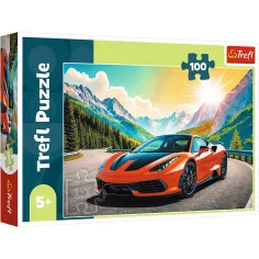 Puzzle di 100 pezzi di auto sportiva in montagna - Trefl