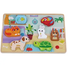Puzzle di forme di animali domestici in legno set da 7 pezzi