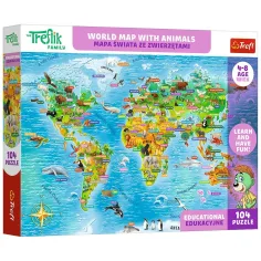 Puzzle educativo mappa del mondo con animali 104 pezzi - Trefl