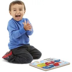 Puzzle di forme in legno spesso con veicoli 9 pezzi - Melissa & Doug immagine 2