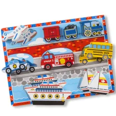 Puzzle di forme in legno spesso con veicoli 9 pezzi - Melissa & Doug