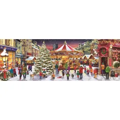Puzzle panoramico di 1000 pezzi del villaggio di Natale - Clementoni immagine 2
