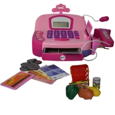 Registratore di cassa elettrico rosa con microfono, denaro giocattolo e suoni immagine 3