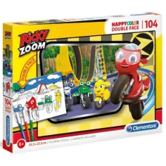 Ricky Zoom Double 2 in 1 104 pezzi puzzle colorabile bifacciale - Clementoni