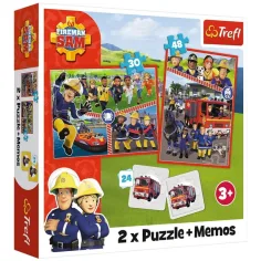 Sam il pompiere puzzle e set di carte memoria 2 in 1 - Trefl