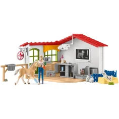 Schleich: Farm World - Set di ambulatorio veterinario con puledro e animali domestici (42502) immagine 3