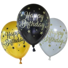 Set di 6 palloncini per compleanno con scritta "Happy Birthday"