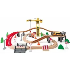 Set di binari ferroviari in legno con gru - Woodyland immagine 2