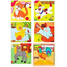 Set di cubi di legno con animali domestici