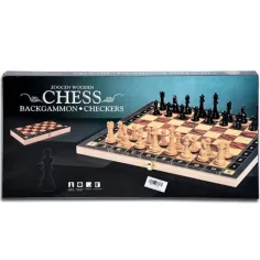 Scacchi 3 in 1 set di gioco in legno 34cm con figurine in plastica