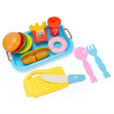 Set di gioco con vassoio menu da ristorante veloce da 10 pezzi