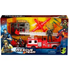 Set di gioco della squadra di soccorso con figurine dei pompieri
