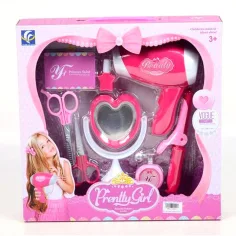 Set di parrucchiera Pretty Girl rosa con forbici e phon
