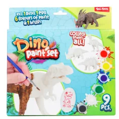 Set di pittura Dino: figura di dinosauro da dipingere con colori e pennello set da 9 pezzi immagine 2