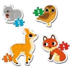 Set di puzzle a forma 4 in 1 animali della foresta - Clementoni immagine 2
