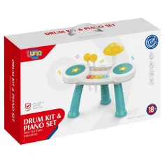 Set di tamburi con pianoforte blu