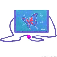 Spirit: Farfalla blu-viola portafoglio con velcro 12,5x8,5cm