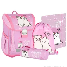Spirit: Happy Cat rosa set di zaini scolastici 4 pezzi 38x28x17cm
