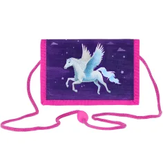 Spirit: Portafoglio viola con stampa di pegaso 12,5x8,5cm
