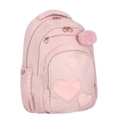 Spirit: Zaino scolastico rotondo a 3 scomparti con cuori, zaino 31x21x46cm