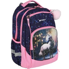 Spirit: Zaino scolastico rotondo 3D con cavallo bianco, zaino 34x26x44cm