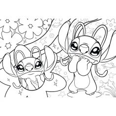 Stitch 2 in 1: puzzle e disegno da colorare, 108 pezzi, 50 x 35 cm - Lisciani immagine 2