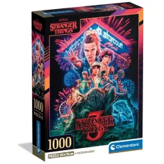 Stranger Things Stagione 3 puzzle da 1000 pezzi con poster - Clementoni immagine 1
