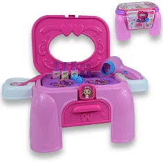 Tavolo da trucco portatile con gioielli e accessori di bellezza