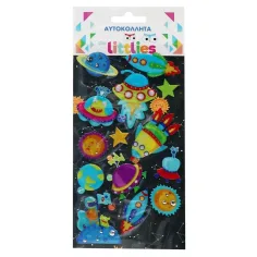 The Littlies: Set di adesivi 3D puffi astronauti su foglio 10x22cm