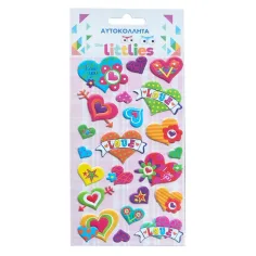 The Littlies: Set di adesivi 3D puffi a forma di cuore luminoso su foglio 10x22cm