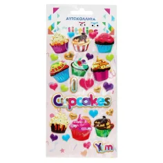 The Littlies: Set di adesivi 3D puffi a forma di muffin su foglio 10x22cm
