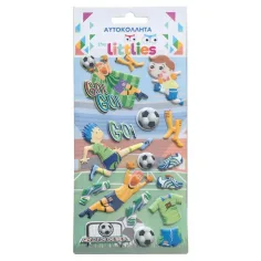 The Littlies: Set di adesivi 3D puffi con motivo calcistico su foglio 10x22cm