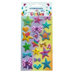 The Littlies: Set di adesivi 3D puffi con motivo a stelle su foglio 10x22cm