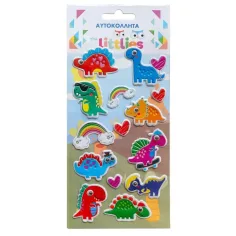 The Littlies: Set di adesivi 3D puffi a forma di dinosauro su foglio 10x22cm
