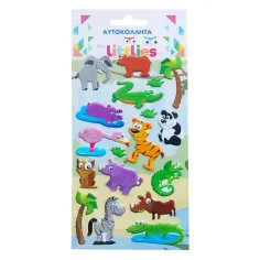 The Littlies: Set di adesivi 3D in schiuma animali della giungla su foglio 10x22cm
