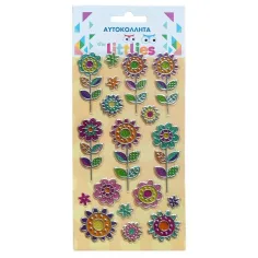 The Littlies: Set di adesivi 3D puffi floreali su foglio 10x22cm