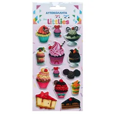The Littlies: Set di adesivi 3D puffi dolci su foglio 10x22cm