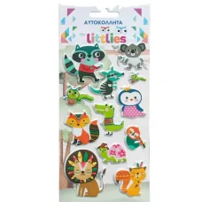 The Littlies: Set di adesivi 3D puffi animali su foglio 10x22cm