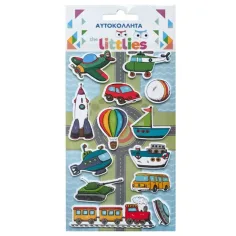 The Littlies: Set di adesivi 3D puffi veicoli su foglio 10x22cm