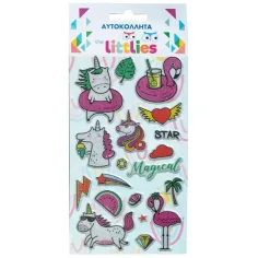 The Littlies: Meravigliosi Unicorni set di adesivi 3D in schiuma su foglio 10x22cm