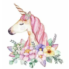 Set di pittura con diamanti: Unicorno con fiori 10x15cm