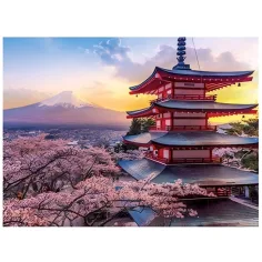 Mosaico di diamanti: Set di pittura a diamante con pagoda giapponese 30x40cm