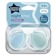 Tommee Tippee: Set di succhietti ortodontici fluorescenti da 2 pezzi per la notte in diverse varianti (0-6 mesi)