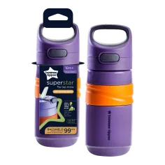 Tommee Tippee: Superstar Flip top straw bicchiere con cannuccia viola 500ml (18 mesi+)