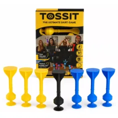 Tossit Starter Pack blu-giallo gioco da tavolo con dardi a ventosa in silicone immagine 1