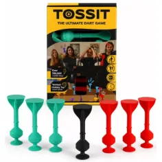 Tossit Starter Pack dart da tavolo in silicone rosso-turchese con dischi adesivi
