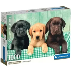 Tre piccoli labrador puzzle da 1000 pezzi con poster - Clementoni