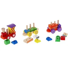 Treno di legno colorato con elementi da costruzione immagine 2